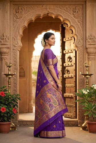 OWLSKY, SASSY & STYLO purple paithani silk saree in soft silk – image 3