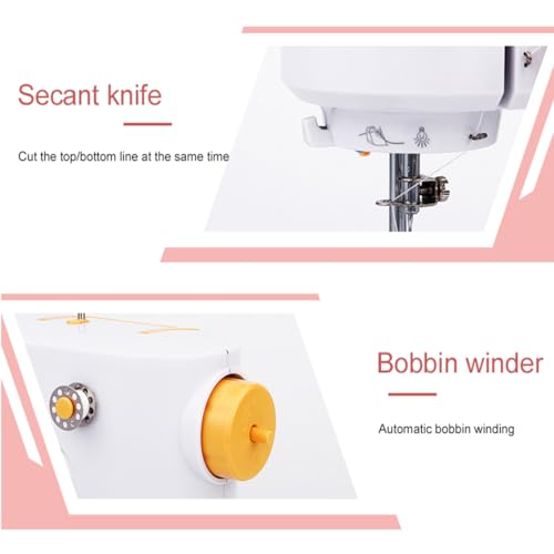 Image of Sewing Machine with Extension Table & Foot Pedal | Portable Electric Mini Silai Machine for Home Use | 2 Speed, Dual Power (AC /DC) | Beginners & DIY Stitching Machine (PinkXWhite)