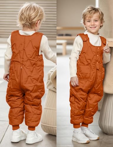 Kids Baby Winter Snow Bib Pants Windproof Puffer Snowsuit Fleece Lined Warm Overall Jumpsuit3