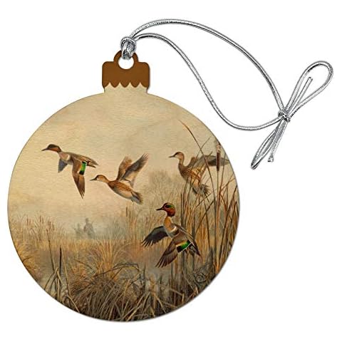 GRAPHICS & MORE Green-Winged Teal Ducks Taking Flight Hunters Hunting Wood Christmas Tree Holiday Ornament Cover