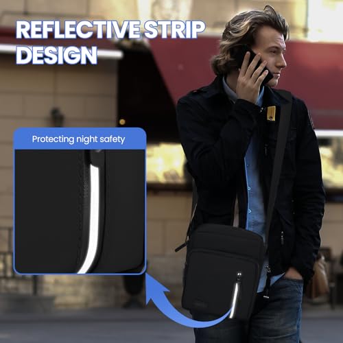 Lanvixo Borsello Uomo Tracolla Borsello Uomo Di Grande Capacità Multitasche Borsa A Tracolla Uomo Casuale Borse Messenger Per Quotidiano Commerciale Viaggio Lavoro, Nero - 7