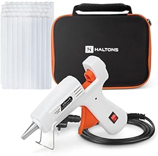 Haltons Hot Glue Gun - 20W Safe Electric Glue Gun with 50 Melt Glue Sticks (150mm x 7mm), Perfect for DIY, Arts, Crafts and Repair, Compatible with Wood, Glass, Metal, Plastic & Fabric