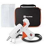 Haltons Hot Glue Gun, 20W Safe Electric Gun with 50 Melt Glue Sticks (150mm x 7mm), Perfect for DIY, Arts, Crafts and Repair, Compatible with Wood, Glass, Metal, Plastic & Fabric (White)