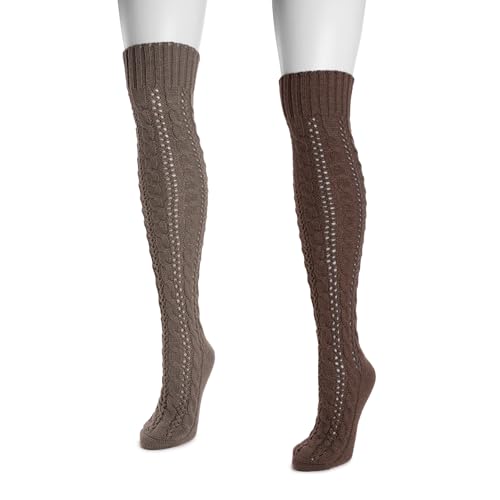 Image of MUK LUKS womens Slouch Knit Cable (2 Pair Pack)