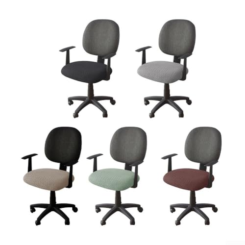 Miniatura 3 de Eawfgtuw Funda Elástica Para Silla De Oficina Jacquard En Forma De T, Protector De Asiento De Tela Elástica Con Correas Inferiores Gruesas, Funda Decorativa Moderna Para Hotel Beige