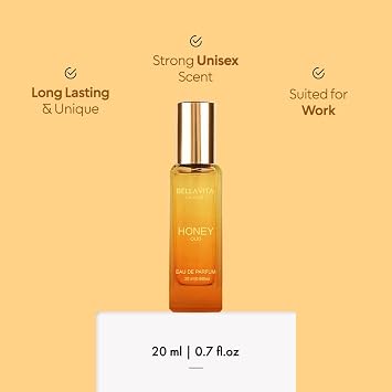 Bellavita Luxury Honey oud Eau de Parfum | 20 ml (0.7 fl.oz.) | Travel Size Perfume for Men and Women | Sweet Honey, Bergamot, Oud, and Amber Notes | Long Lasting Unisex Fragrance