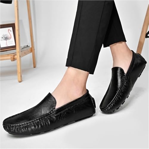 Mens Loafers Round Toe PU Leather Driving Moccasins Loafers Comfortable Anti-slipResistant Prom Slip-on2