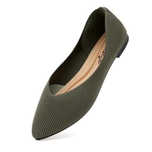 Herstyle Women’s Ronen Pointed Toe Flats Knit Ballet Flat Shoes Black Blue Red Flats Foldable Comfort Slip on Dressy Flat Shoes for Work Office Party School2