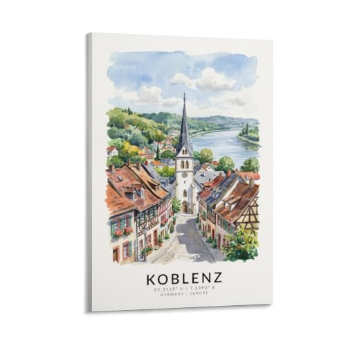 Aquarelle de Coblence poster de voyage 40 x 60 cm pour decoration de bureau