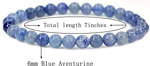 Angelstones Gem Semi Precious Gemstone 6mm Round Beads Stretch Bracelet 7" Unisex2