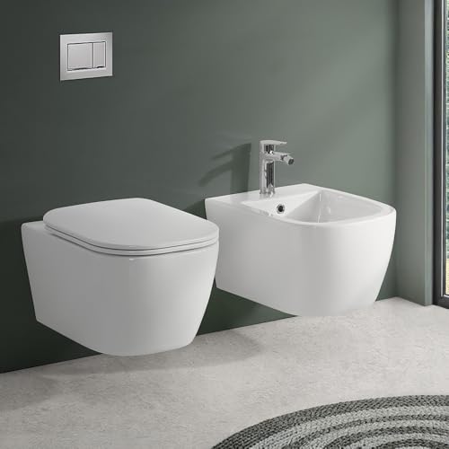 Sanitari Sospesi Serie Kayra WC In Ceramica Bianco Lucido Scarico