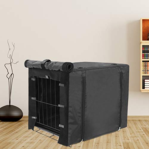 Durable Dog Crate Cover Double Door For Large Pet Kennel Covers Universal Fit For 24 30 36 42 48 Inches Wire Dog Crate (30 Inch (30" L X 19" W X 21" H))-Black #TOP6