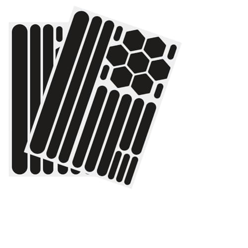 AOOSU Bandes Stickers Noirs Rétro Réfléchissants, 2Pcs Kit 44 Stickers Autocollants Noirs Réfléchissants Casque Moto Autocollant Réfléchissant pour...
