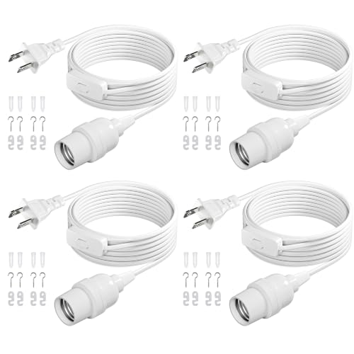 DiCUNO Pendant Light Cord, for Hanging Paper Lantern, 13 Ft, White, 4-Pack