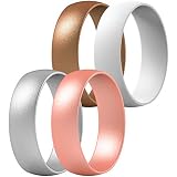 ThunderFit Anelli a fascia in silicone, 7 fasce / 1 fascia, fedi nuziali per uomini e donne, 6 mm di larghezza, 1,65 mm di spessore, 3.5 - 4 (15.40mm), Silicone, Nessuna pietra preziosa