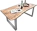 SAM Baumkantentisch 140x80 cm Quarto, Akazienholz massiv + naturfarben, Esstisch mit silbernem U-Gestell, Esszimmertisch/Holztisch Industrial-Design, Tischplatte 26 mm, FSC® 100% Zertifiziert