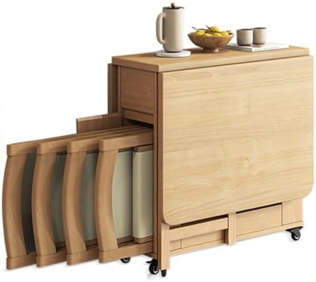 Space-Saving Solid Wood Folding Dining Table Set with 4 Chairs - Drop ...