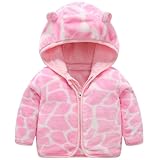 AIWUHE Baby Boys Girls Fleece Jacket Winter Cute Teddy Coat Toddler Zip Up Hoodie Warm Outwear Cartoon Hooded Jacket Bear Ear Sweater Fall Clothes Water Wave Pink 6-12 Months 73