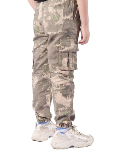 Image of NATUST Boys Cargo Joggers Drawstring Jogging Pants Kids Elastic Waist Trousers 5-14 Years