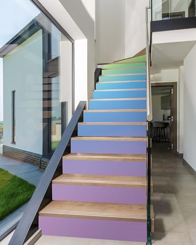 FLFK Stair Riser Decals,Rainbow Colored Vinyl Sticker for Stairs Decoration,14Pcs