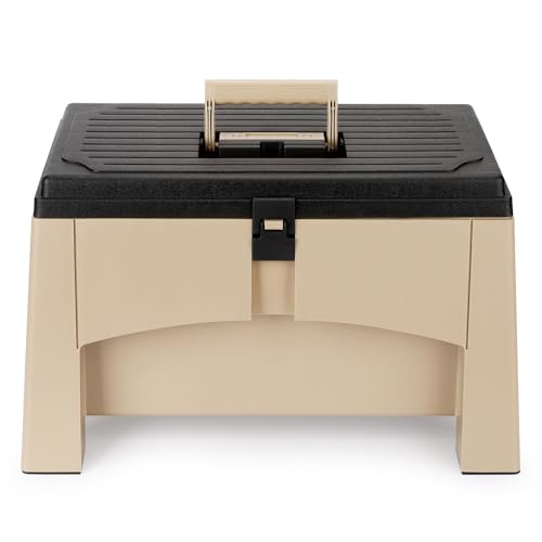 Yolco ST2 Sand 3-in-1 Camping Trittstufe & Aufbewahrungsbox für Wohnmobil & Wohnwagen mit Werkzeugeinlage, Belastbar bis 200-kg