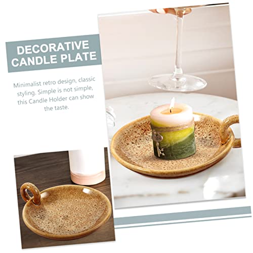 Uldigi 2Pcs Ceramic Candle Holder Candle Sconces Decorative Ceramic Candle Holder Candle Plate Delicate Candle Stand Decoration Simple Ceramics Party Layout Candle Plate #TOP5