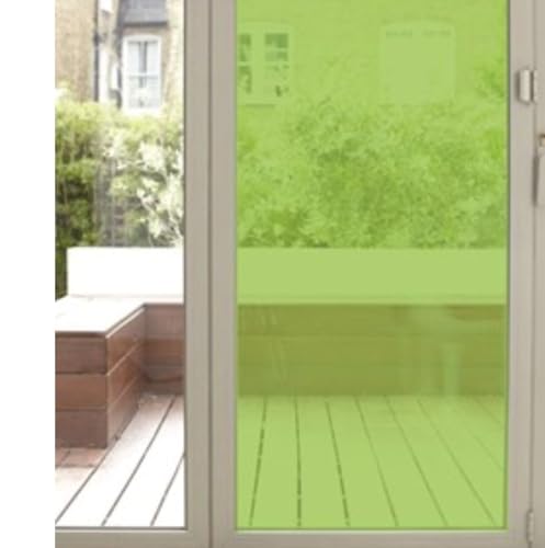 Image of CREON One Way Window Film, Privacy Window, UV Blocking, Non-Adhesive Static Cling Heat Control Reflective Glass Film for Home and Office 20x180 (Inch), Green- Film