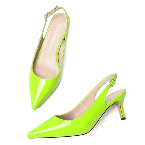 Image of NUMALEO Slingback Heels for Women Pointed Close Toe Kitten Heels Patent Pumps Dress Party Comfy Heeled Sandals Stiletto 2.5 Inch Dress Shoes