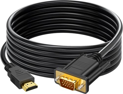 SAISN HDMI to VGA Cable 6 Feet, Uni-Directional HDMI Laptop to VGA Monitor Connector Converter Male to Male 1080P HD Video Cord Compatible for Computer, Laptop, Monitor, Projector, HDTV, Roku