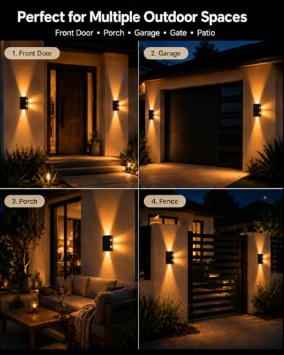 T-SUN Solar Wall Lights Outdoor, 6 Pack Solar Sconce Lights, 3000K Warm White 3-Sided Solar LED Wall Sconces, IP65 Waterproof Outdoor Lights with Auto ON/OFF for Front Door, Porch, Garage, Fence, Gate — view 6