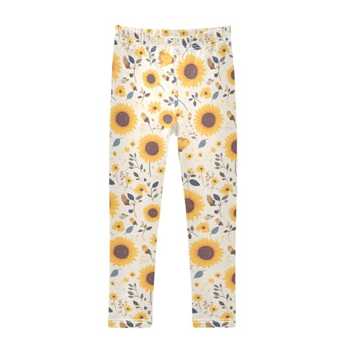 KLL Sunflower Cow Leather Skin Brown Pattern Toddler Girl Basic Leggings Soft Full Length Sweatpants Gym