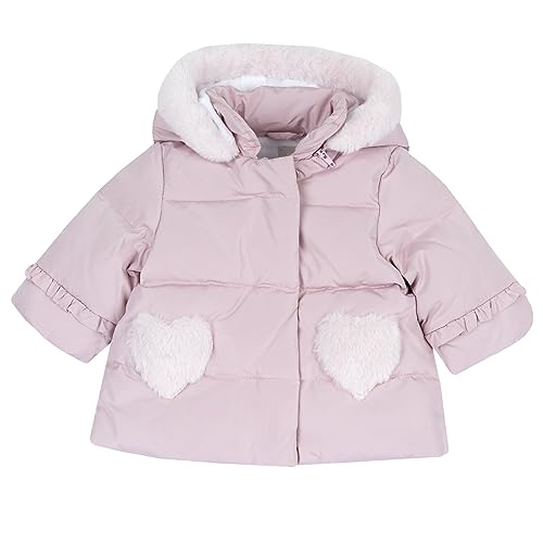 Chicco Infant Pink Quilted Heart-shaped Pocket Zip-up Coat, 12M, UK Size, Water Repellent, Casual, Winter