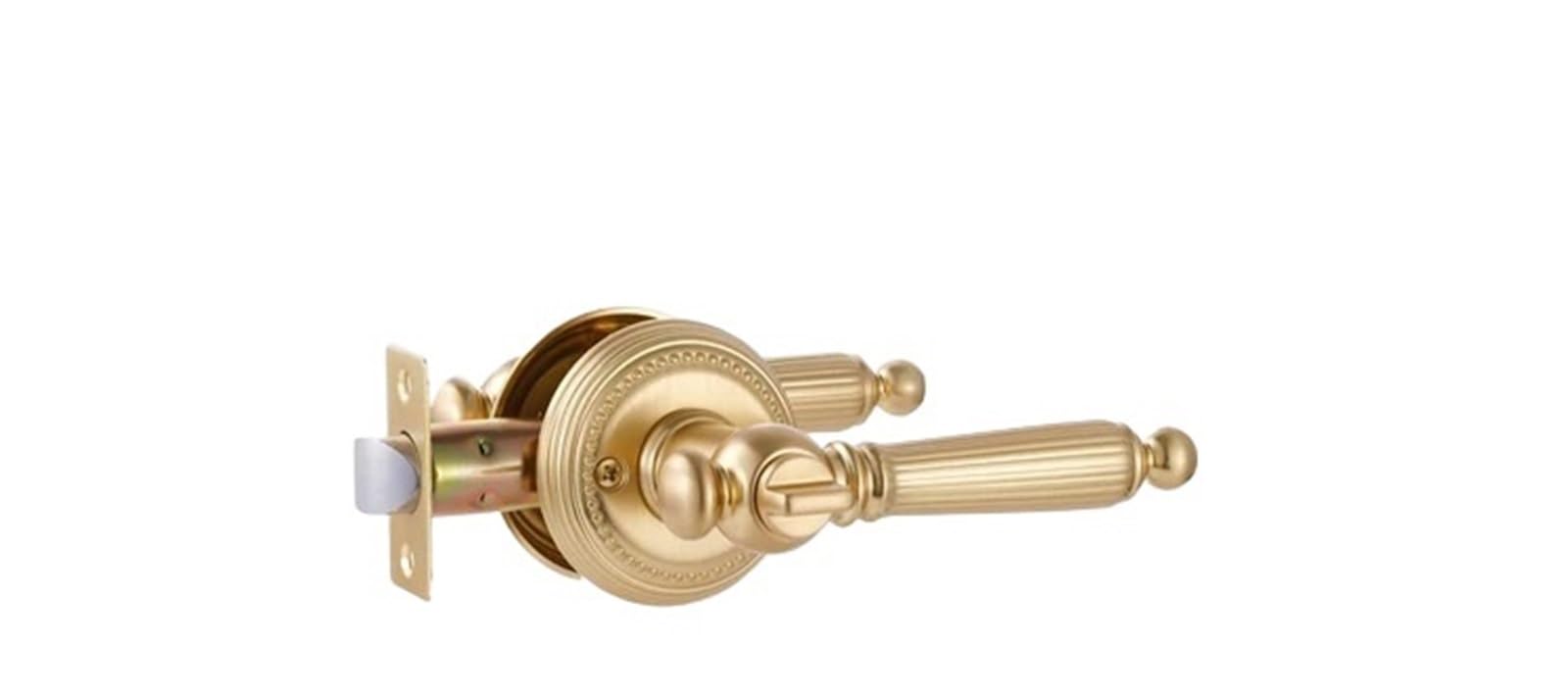 Poignée de porte d'entrée avec serrure clé bronze jaune et alliage zinc