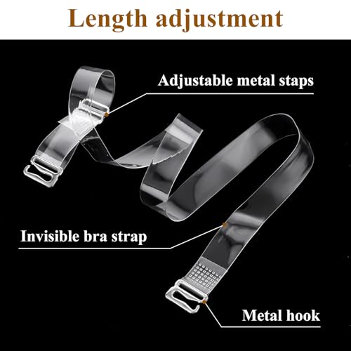 Image of KALIONE Clear Bra Straps, Invisible Non-slip Transparent TPU Adjustable Shoulder Replacement Straps for Women Girls