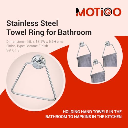 Image of Stainless Steel Towel Ring for Bathroom, Napkin Ring for Wash Basin, Towel Holder, Napkin Holder, Towel Hanger, Bathroom Aessories (Triangular Shape) Set-3
