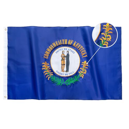 TOPFLAGS Kentucky Flag 3x5 Outdoor KY State Flags Embroidered Flag Double Side Heavy Duty Sewn Stripes with 2 Brass Grommets