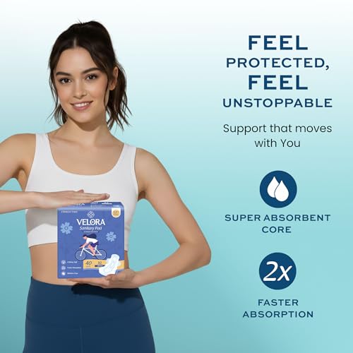 Image of Velora Soft Feel & Rash Free XL 80 Pads Combo with Wider Back for Extra Coverage |Quick Absorption| Medium Flow Straight Sanitary Pads for Women & Girl (40 Pads Each-280MM)