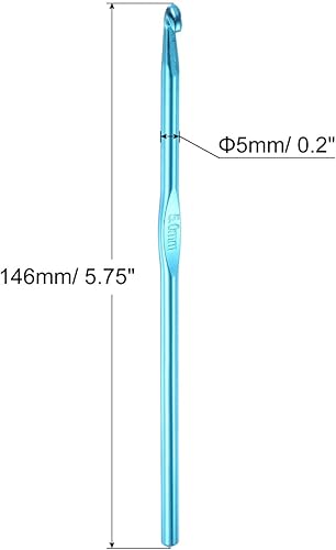 Miniatura 2 de uxcell Agujas de tejer de aluminio para tejer de 0.197 in, tamaño de EE. UU., talla H (talla 8), color azul, 10 unidades