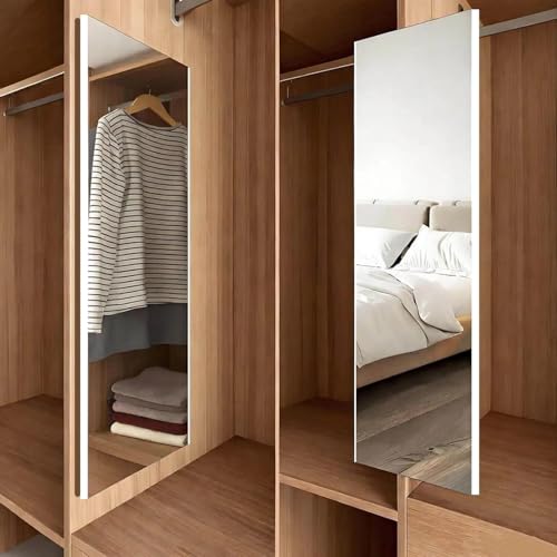 brisafe Sliding Mirror for Closet Pull Out & Retractable Full Length Wardrobe Mirror 90 Rotating Unbreakable Non-Glass Nanomirror No-Drill Hidden Cabinet Mirrors for Bedroom (47 x 12 White)