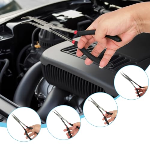 Image of 5 Pack 11 inch Extra Long Nose Pliers Set with Insulated Comfort Grip Handles
