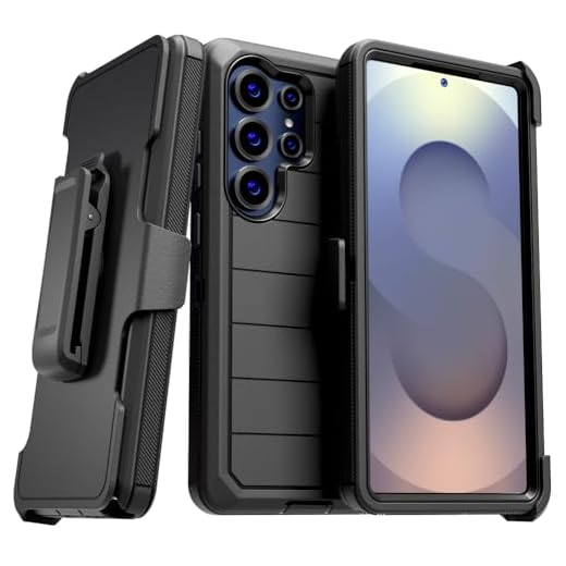 Capa para Samsung Galaxy S25 Ultra com clipe de cinto e suporte, capa protetora sem tela de camada dupla à prova de choque para Galaxy S25 Ultra - preta