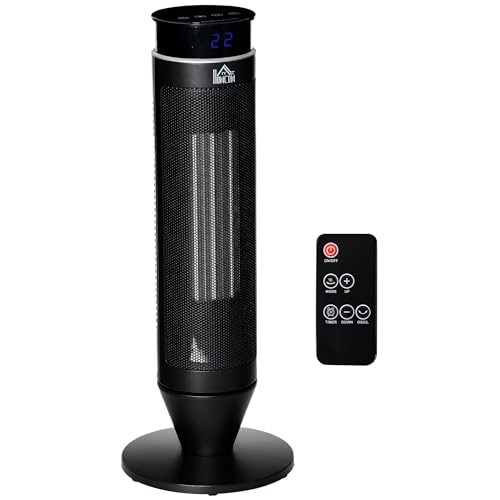 HOMCOM 21 Inch Space Heater, 1000W/2000W Ceramic Electric Heater and Fan, Overheating & Tip-Over Protection, 8H Timer, 42° Oscillation, Portable Heater for Home - Cosy Home Interiors HOMCOM 21 Inch Space Heater, 1000W/2000W Ceramic Electric Heater and Fan, Overheating & Tip-Over Protection, 8H Timer, 42° Oscillation, Portable Heater for Home