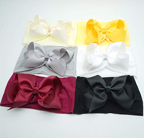 20 Colors Baby Girl Headbands With 4.5 Inches Hair Bows Nylon Turban Head Wraps Headbands For Newborn Infants And Toddlers #TOP5