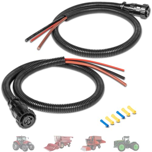 2PCs 187103A1 3-Pin Auxiliary Power Connector Kit Fit for John Deere 9430 9430T 9530 9530T 9630 9630T 9330, for Ford, for Case-IH Tractor/Combine/Cotton Picker, Similar to 86511459 RE37651 AP459
