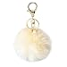DZT1968 Solid Color Imitate Rabbit Fur Ball Keychain Handbag Key Ring Car Key (Beige)