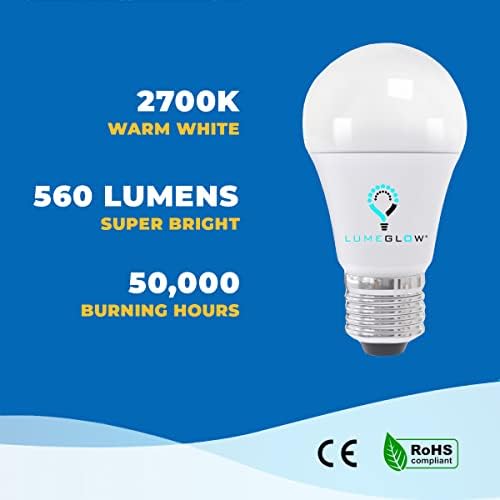 LumeGlow LED E27 Edison Screw Light Bulbs, 9w (60w equivalent), Classic Shape, 5-Year Warranty, Long Life (50,000 Burning Hours). (Warm White (3000K), 3-Pack)