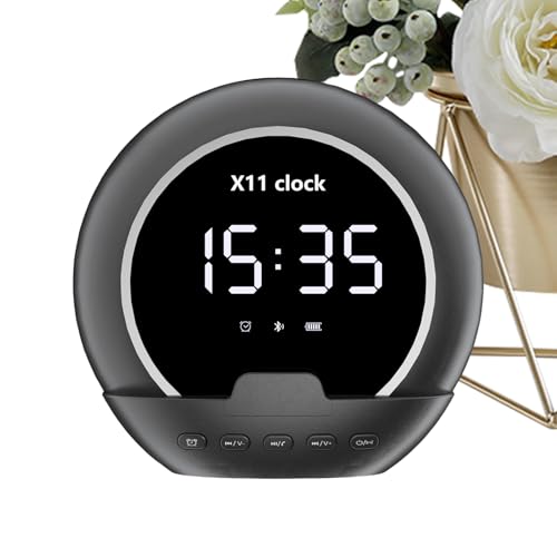 GZBMEZS Sveglia con altoparlante wireless, sveglia digitale intelligente, lettore audio per attività all'aperto, fitness, campeggio, altoparlante wireless portatile