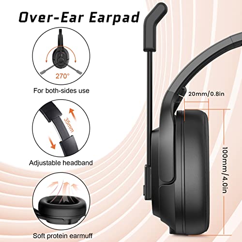 Eksa Noise Cancelling Trucker Bluetooth Headset With Microphone Wireless Ai-Powered Enc Headphones, 99Ft Long Range, 30H Of Talk Time, All-Day Comfort On Ear Headsets Mute Button #TOP4
