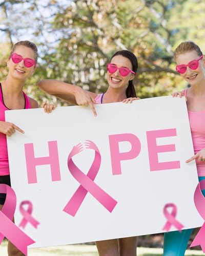 Photect 12 Pairs Pink Ribbon Sunglasses Breast Cancer Awareness Heart Glasses Pink Heart Sunglasses Breast Cancer Awareness3