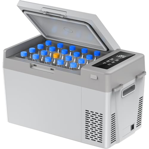 Marsail 12V Car Fridge 25QT Portable Freezer -4°F to 68°F, Compressor Cooler for Camping Travel Truck RV Home, Efficient Cooling & ECO Mode, Grey